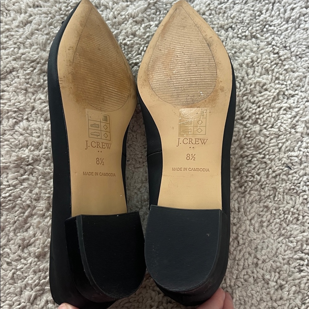 J. Crew black satin sparkly bow flats 8.5 - Picture 4 of 4